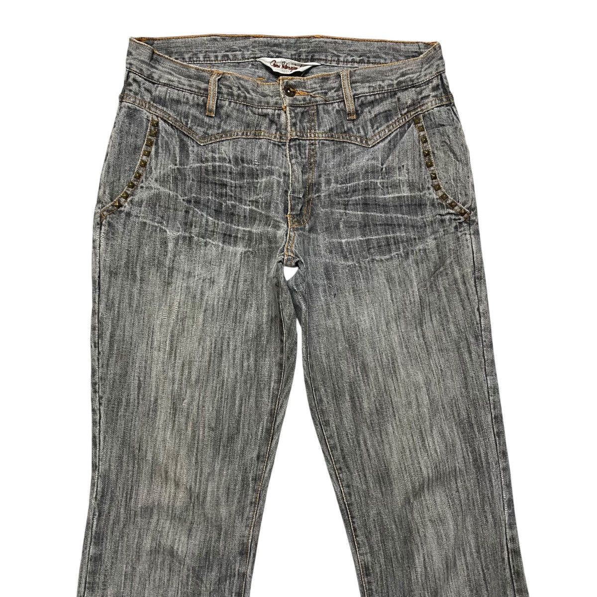 Japanese Brand GUMU INTERNATIONAL Studded Distressed Denim Flare Jeans Size US 31 - 3 Thumbnail