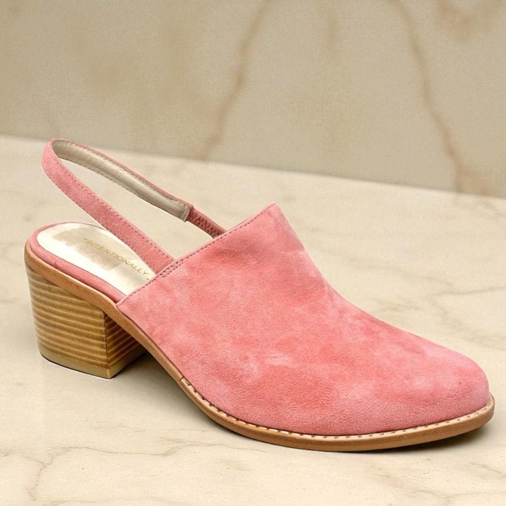 INTENTIONALLY BLANK NEW Intentionally Blank Erica Pink Suede Heeled Mules Size 9 Size US 9 / IT 39 - 1 Thumbnail