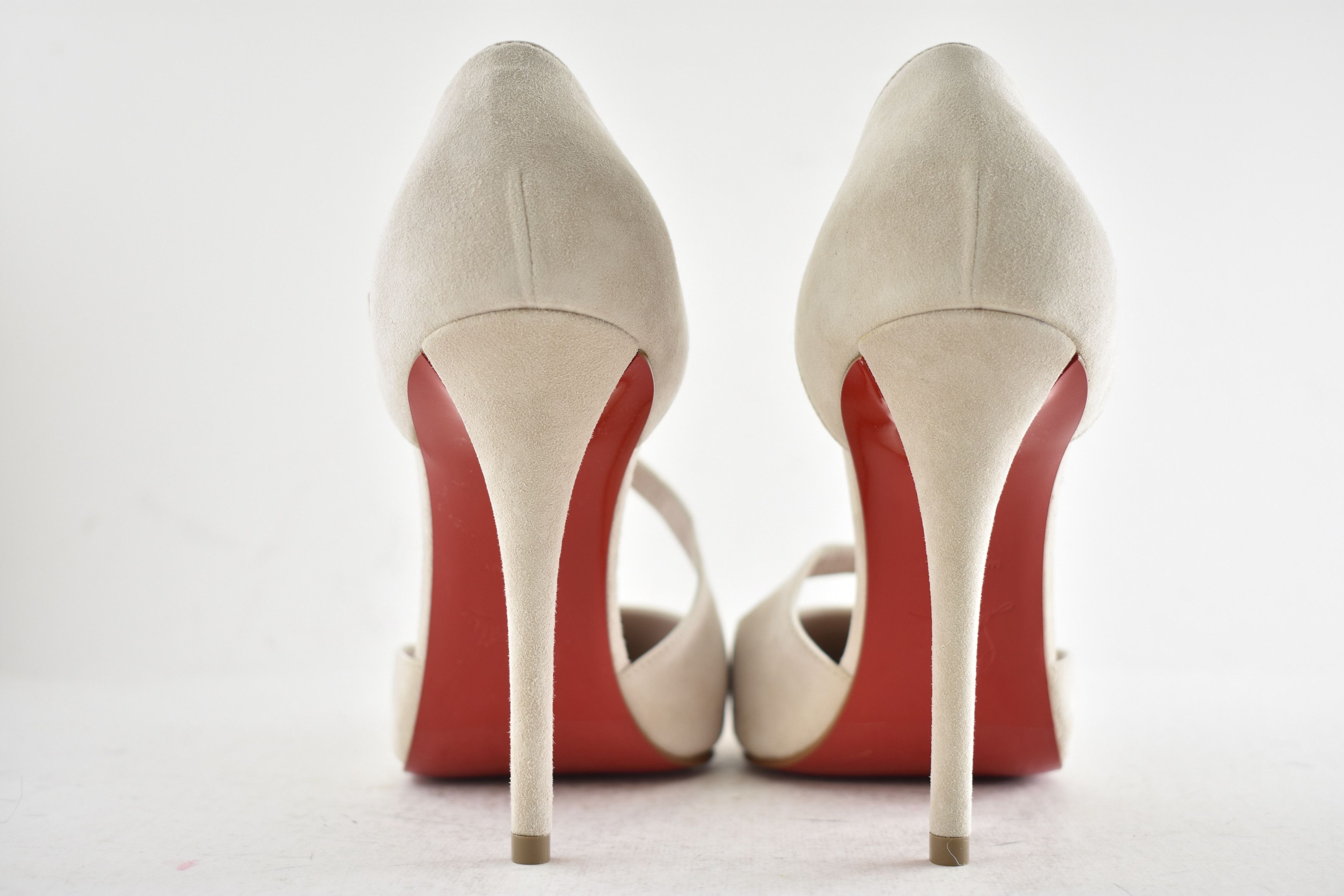 Christian Louboutin Miss Ziggyta 100 Pearl Beige Suede Strap Heel Pump 39.5 Size US 9.5 / IT 39.5 - 20 Thumbnail