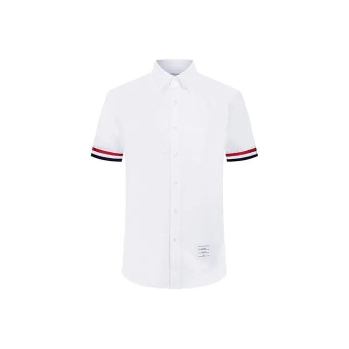 Thom Browne Thom Browne Short Sleeve Shirt with Striped Cuffs -2507 Size US S / EU 44-46 / 1 - 7 Thumbnail