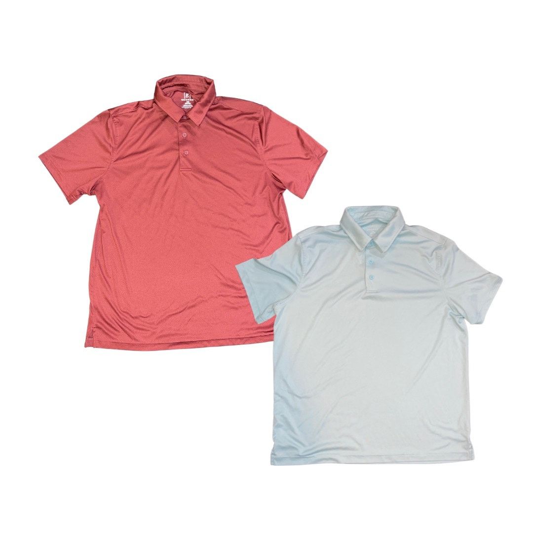 George Bundle 2 George Polo Shirt Burgundy Blue Large Golf Preppy Size US L / EU 52-54 / 3 - 1 Thumbnail