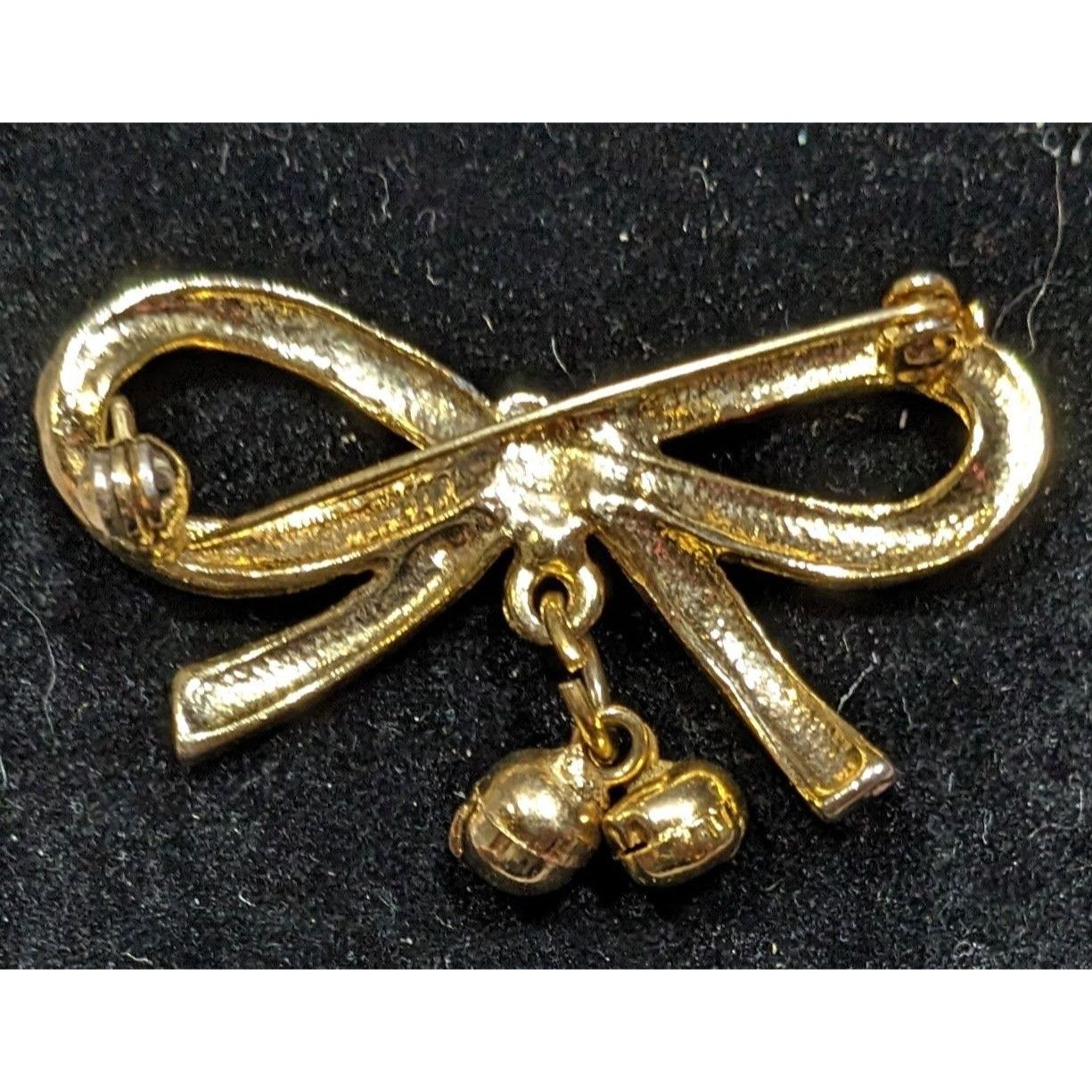 Other Vintage Holiday Bow Brooch Red Enamel On Gold Tone Metal Wit Size ONE SIZE - 4 Thumbnail