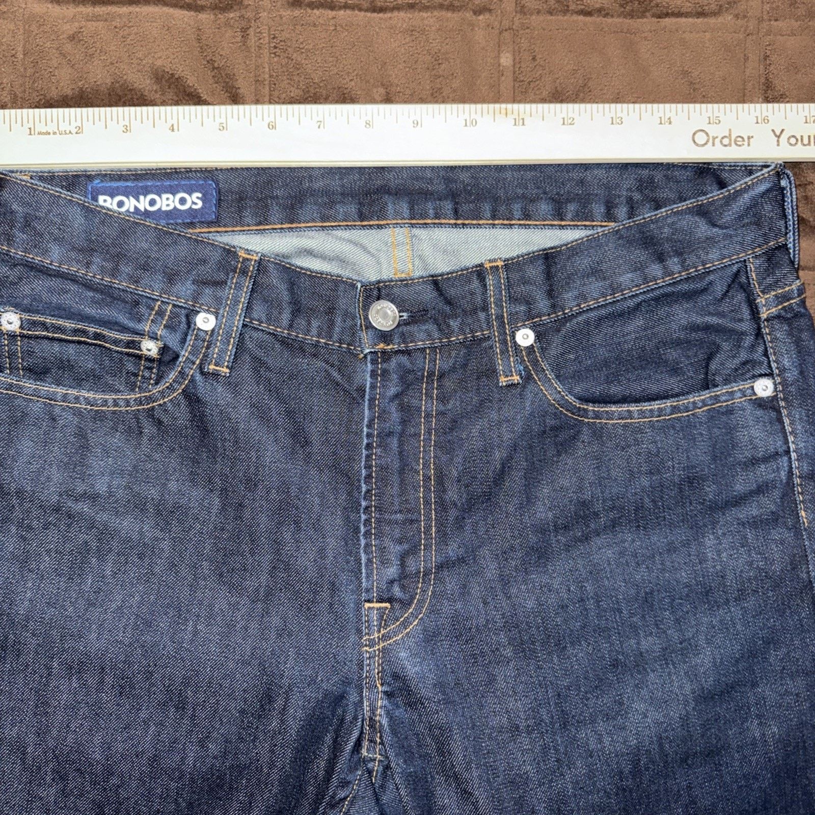Bonobos Bonobos Dark Wash 31x32 Straight Leg White Oak Cone Denim Size US 32 / EU 48 - 2 Thumbnail