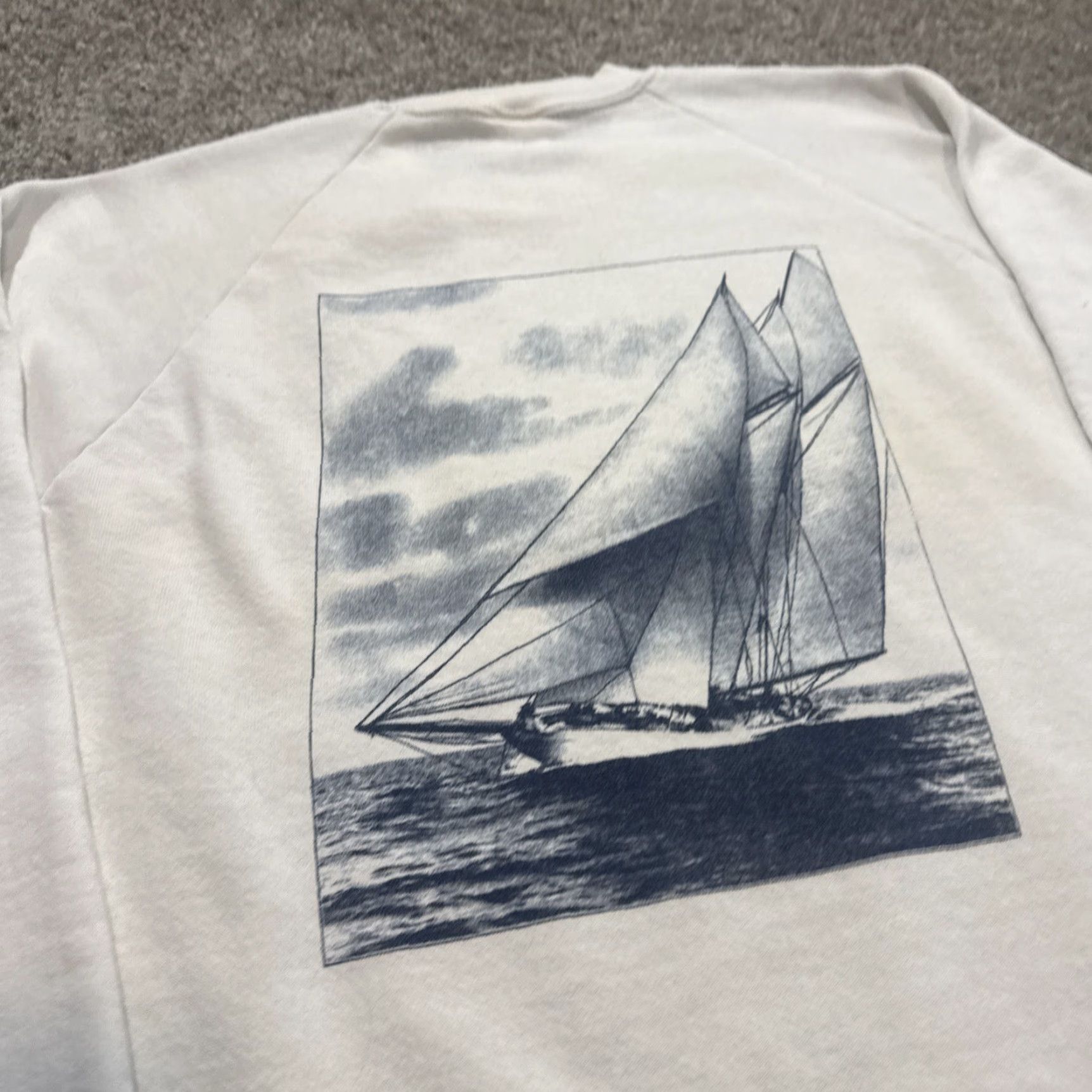 Jerzees VINTAGE 90s Sailboat Sail Art Nautical White Jerzees Crewneck Sweatshirt XL Men Pullover Size US XL / EU 56 / 4 - 7 Thumbnail