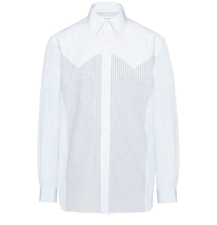 oc11z0925 Yoke Stripe Cotton Shirt in Light Blue