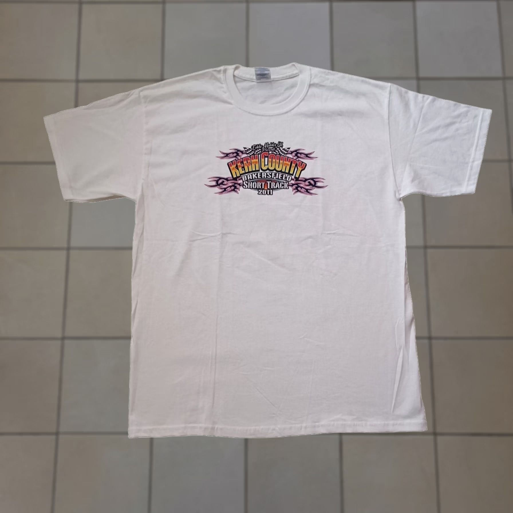 Gildan Kern County Bakersfield Short Track Mens T Shirt L White Biker Eddie Mulder 2011 Gildan Ultra Cotton Size US L / EU 52-54 / 3 - 1 Thumbnail