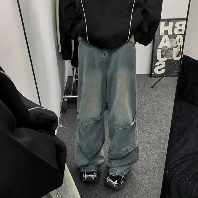 Japanese Brand Retro loose fitting straight leg casual patchwork jeans Size US 32 / EU 48 - 5 Thumbnail