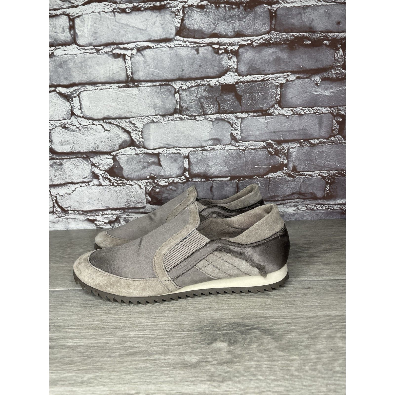 Pedro Garcia Pedro Garcia Silver Satin Gray Suede Lace Up Sneakers Women Size US 6.5 / IT 36.5 - 1 Thumbnail