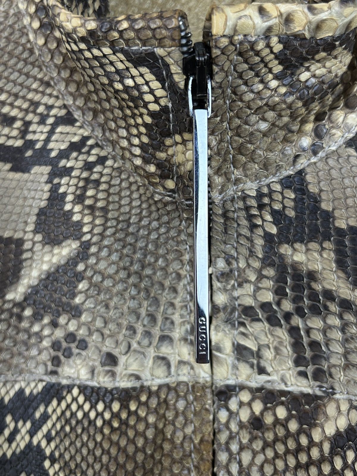 Gucci Tom Ford Gucci 2000 Runway Python Leather Jacket Size 40 Size M / US 6-8 / IT 42-44 - 2 Thumbnail