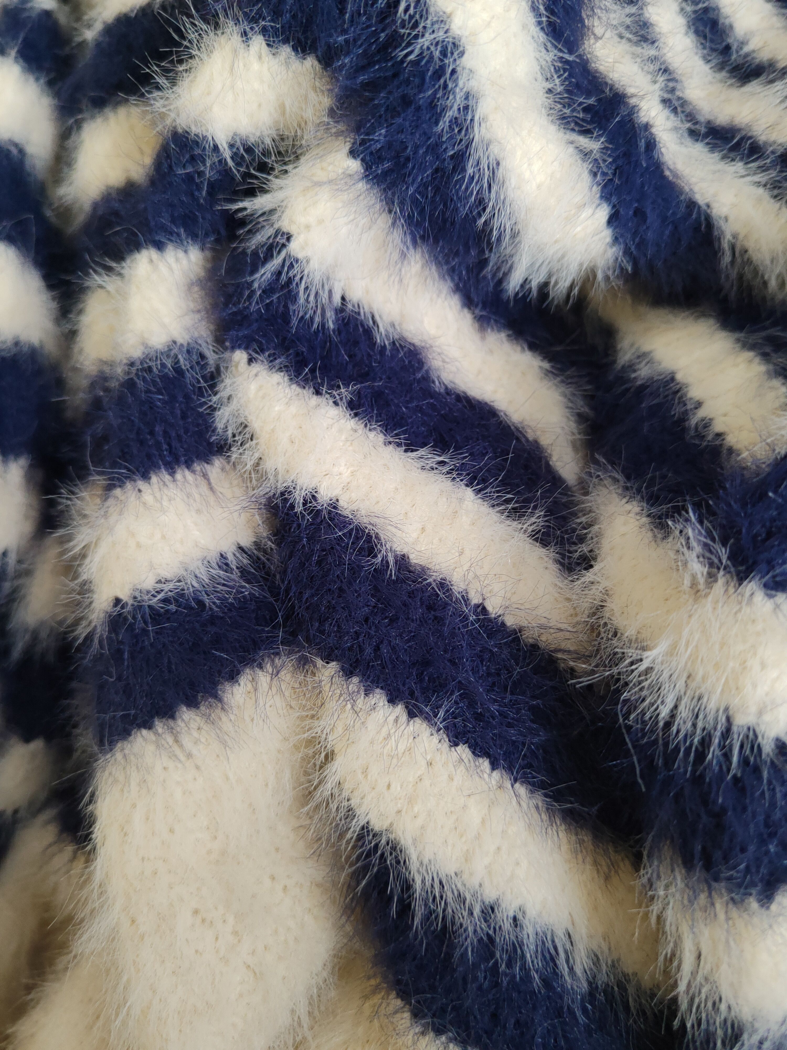 Japanese Brand DL Jeunne Garcon Navy Ivory Fur Mohair Knitwear #46-1016 Size M / US 6-8 / IT 42-44 - 12 Thumbnail