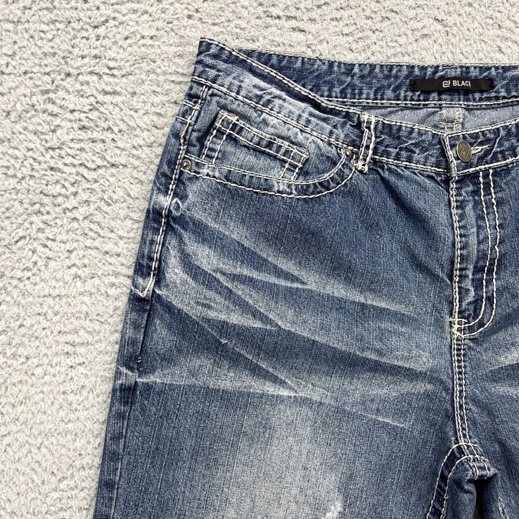 Buckle Black BucklE Black Jeans Mens 36x34 Faded Wash Patchwork Distressed Grunge Straight 5-Pocket Denim Cotton Blue Logo Button Zip Regular Size Type Mens Size US 36 / EU 52 - 3 Thumbnail