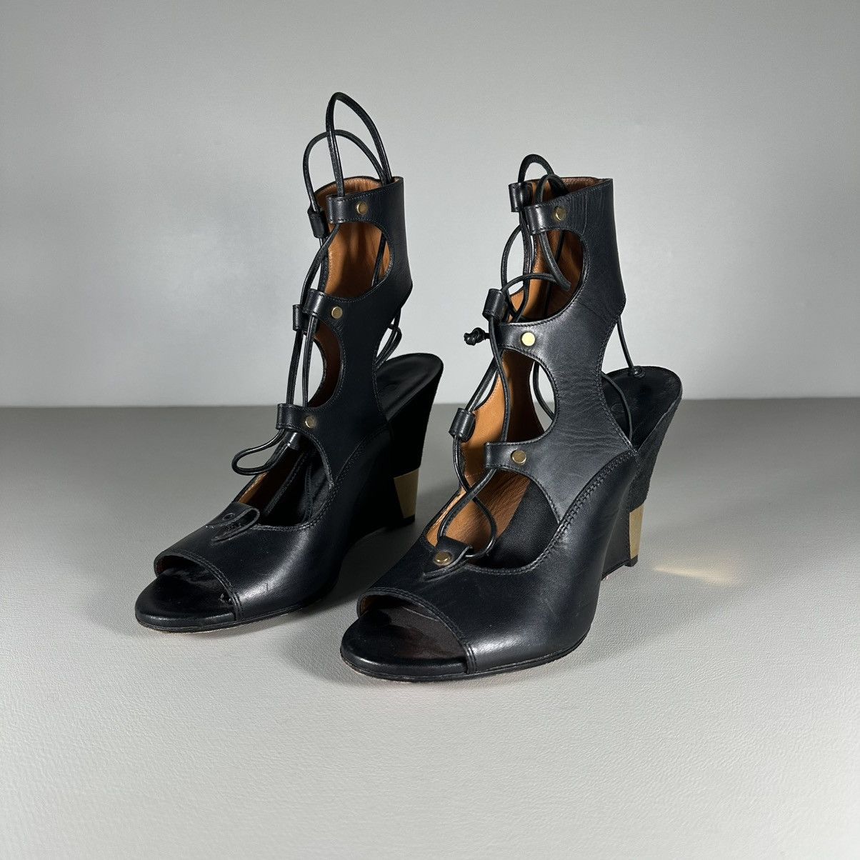Chloe Chloe Leather Eliza Gladiator Wedge Sandals Size US 6.5 / IT 36.5 - 2 Thumbnail