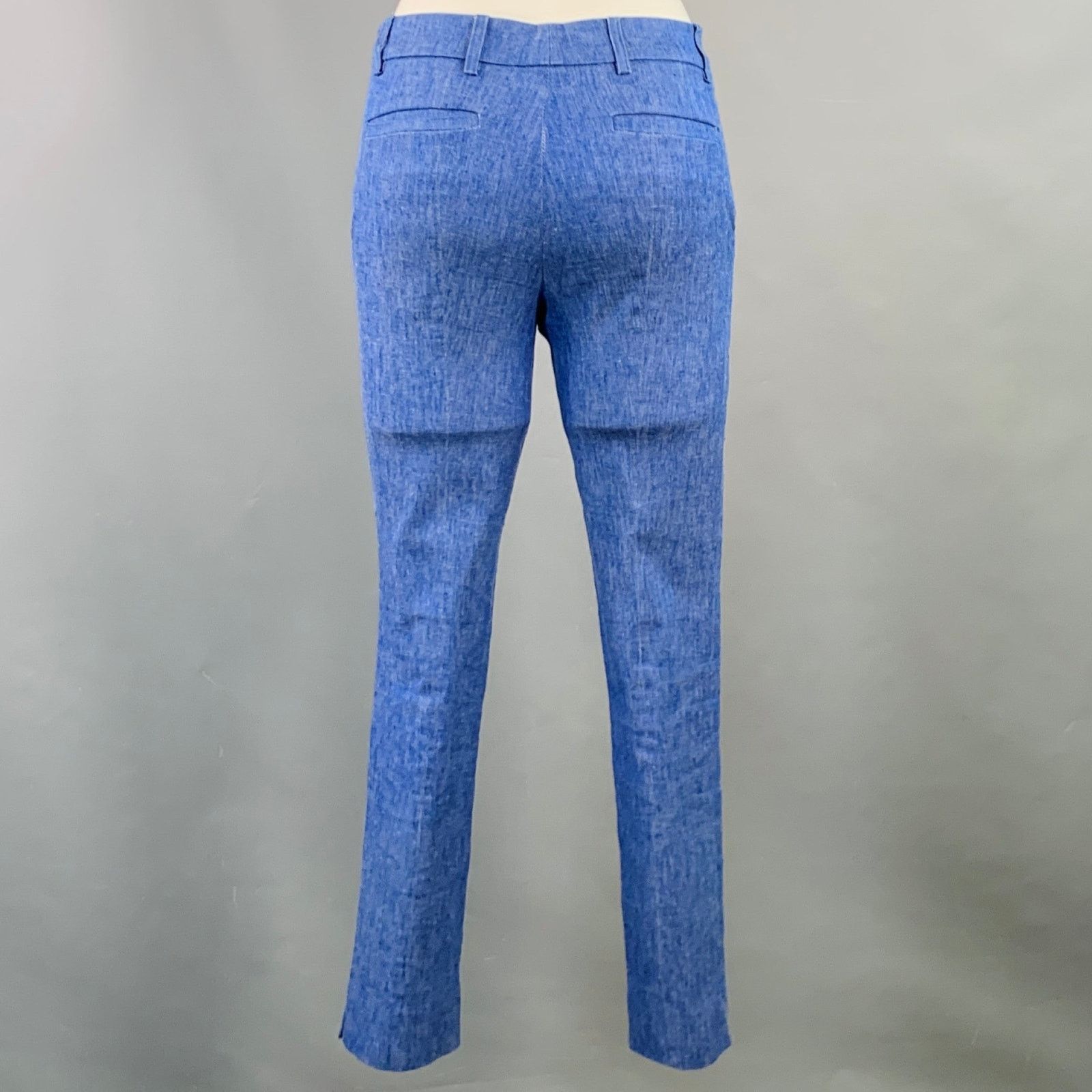 Derek Lam 10 Crosby DEREK LAM Size 2 Blue Linen Cotton Blend Skinny Casual Pants Size 26" / US 2 / IT 38 - 2 Thumbnail