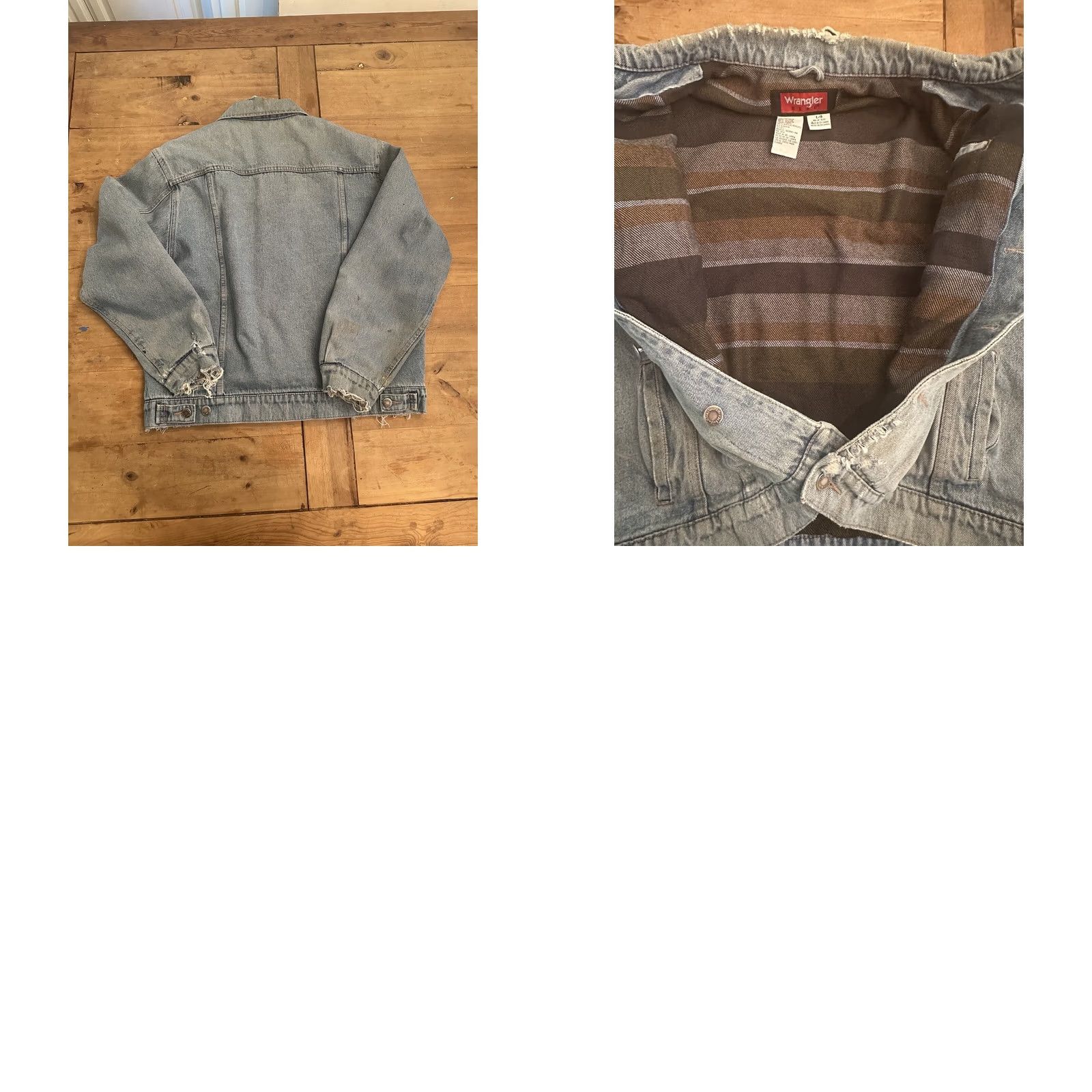 Wrangler VINTAGE Wrangler Hero Men L Jacket Denim Blue Cotton Lined Distressed Trucker Style Jeans Coat Short Sleeve Shirt? Size US 33 - 8 Thumbnail