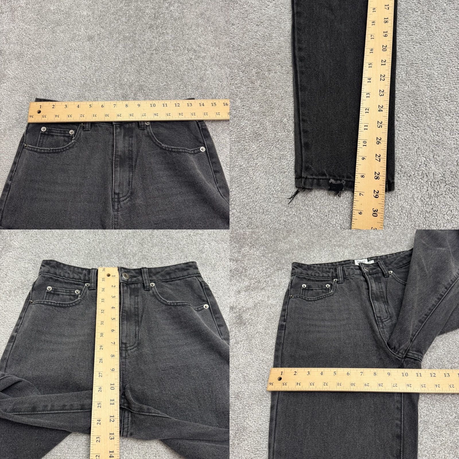 PRINCESS POLLY Princess Polly Denim Jeans Womens 4 Washed Black High Rise Straight Leg Raw Hem Size 27" / US 4 / IT 40 - 8 Thumbnail