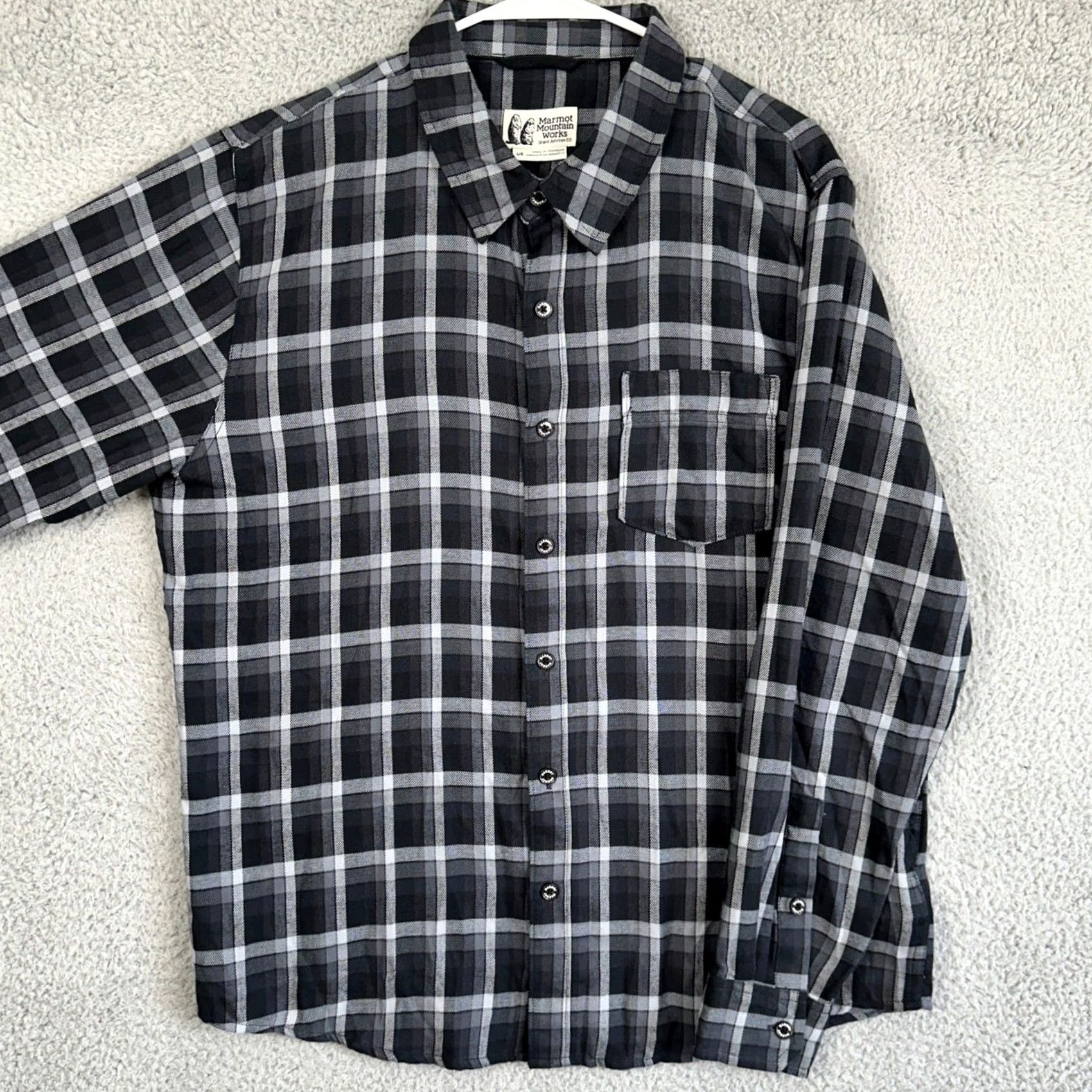 Marmot Marmot Mountain Works Shirt Button-Up Plaid Flannel Black Gray Long Sleeve Mens L/G Button-Down Collared Casual Outdoor Size US L / EU 52-54 / 3 - 2 Thumbnail