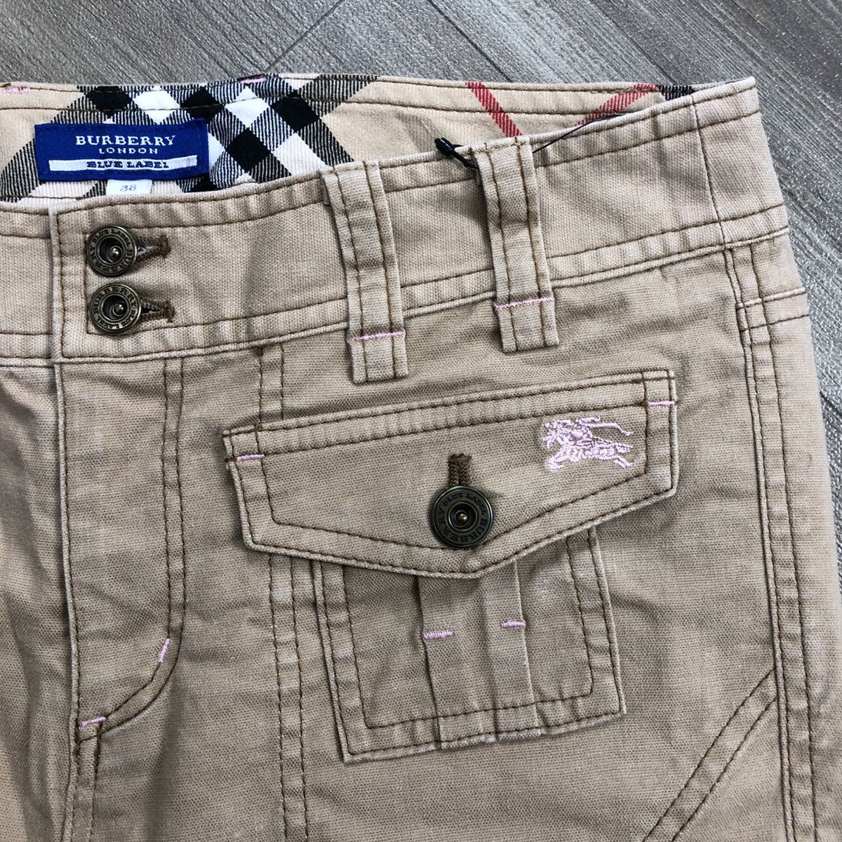 Burberry × Burberry Prorsum × Vintage 1990s Burberry London Blue Label Fatigue Cargo Pants Size US 28 / EU 44 - 6 Thumbnail
