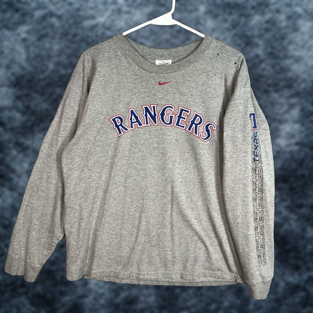 Nike VINTAGE Nike Texas Rangers Shirt Adult Medium Gray Sportswear Graphic Tee 2000s Mens Size US M / EU 48-50 / 2 - 1 Thumbnail