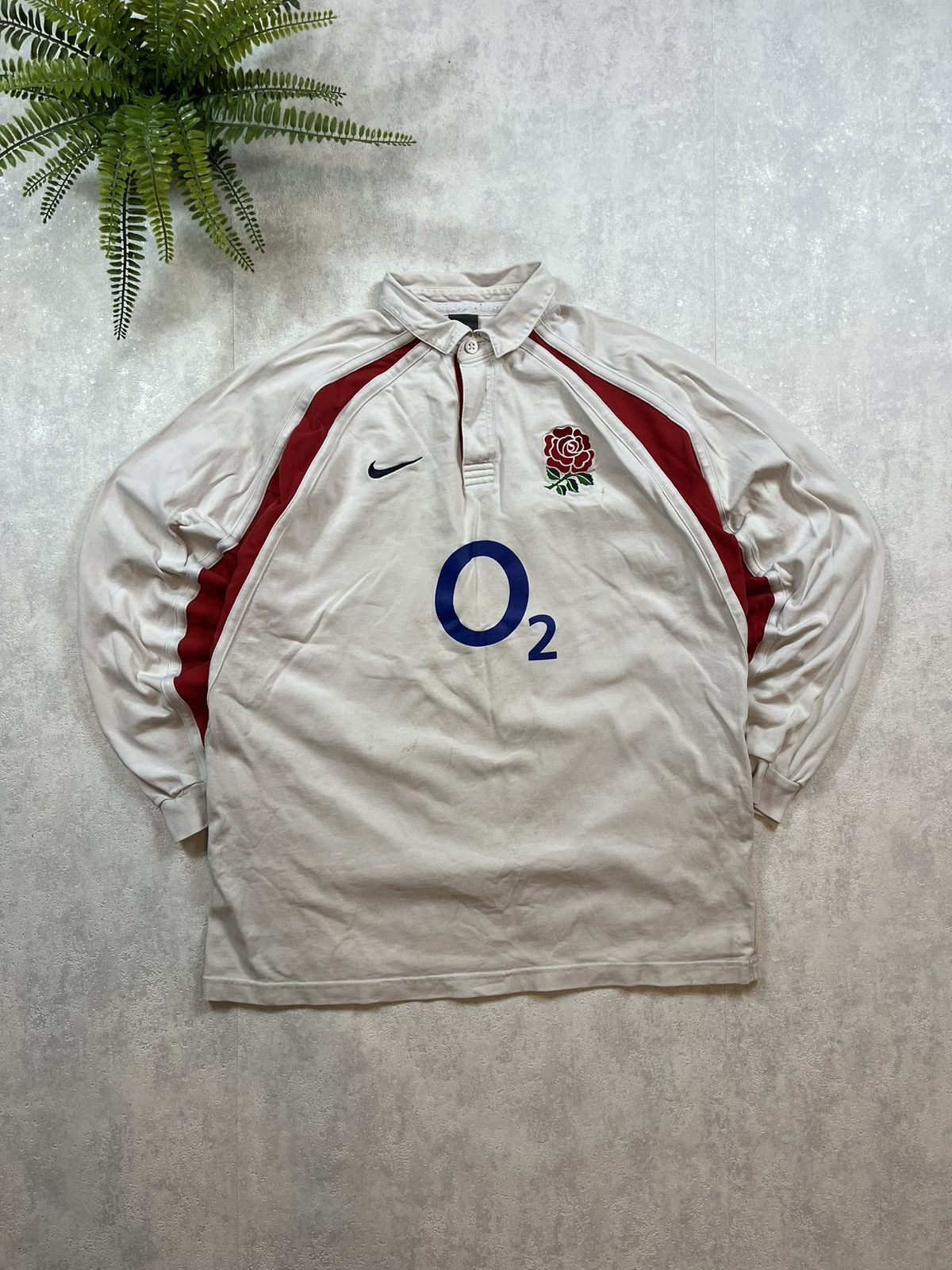 Nike × Vintage 90s Nike Swoosh England Vintage Y2K Rugby Longsleeve Polo Size US XL / EU 56 / 4 - 1 Thumbnail