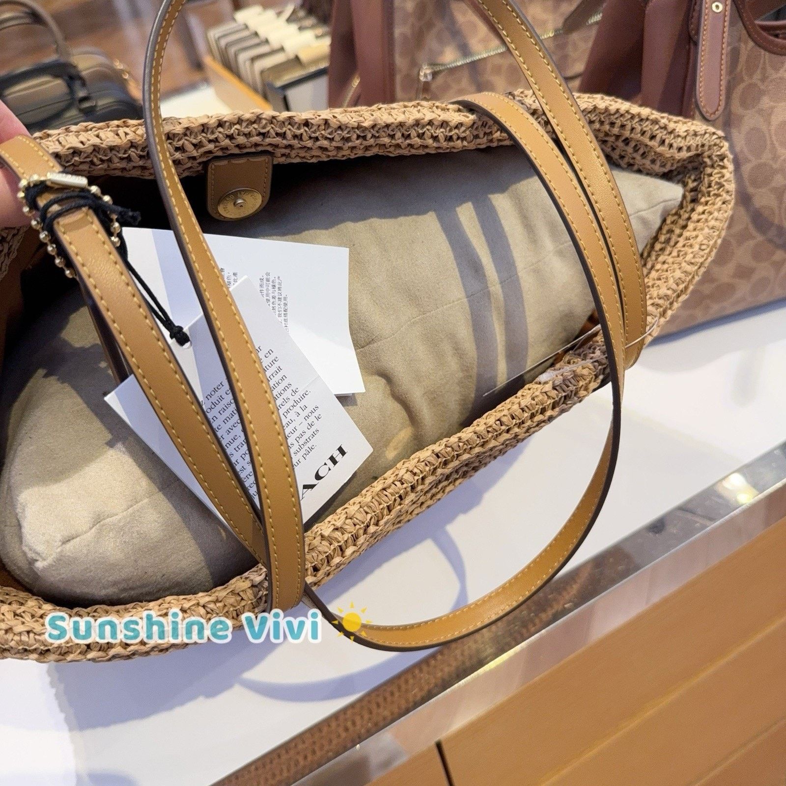 Coach NWT COACH Straw leather City Tote Bag CBG87 Im/Honey Brown Size ONE SIZE - 2 Thumbnail
