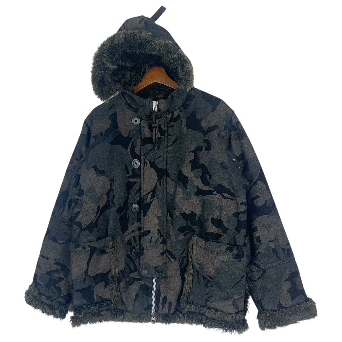 Japanese Brand Vintage Hiromichi Nakano Heavy Jacket with Fur Hoodie Size US M / EU 48-50 / 2 - 3 Thumbnail