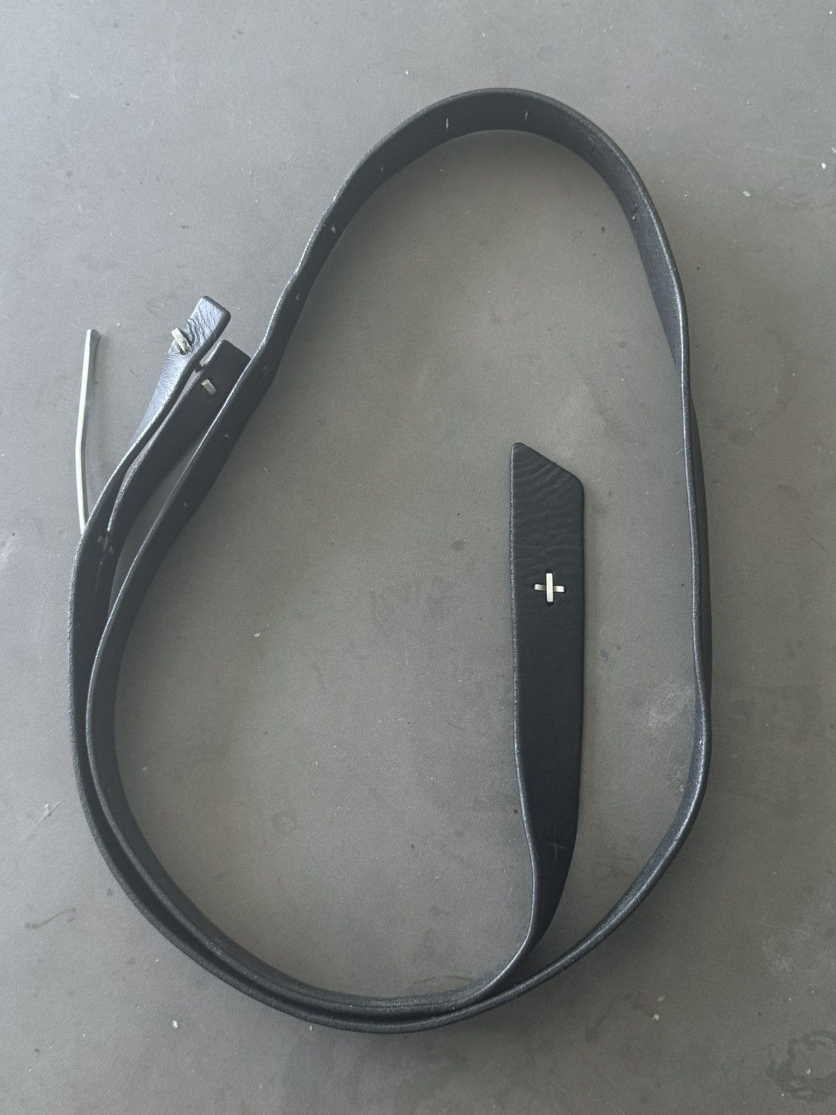 Ma+ M.A+ “Y” Buckle Black Cow Leather Belt Size ONE SIZE - 6 Thumbnail