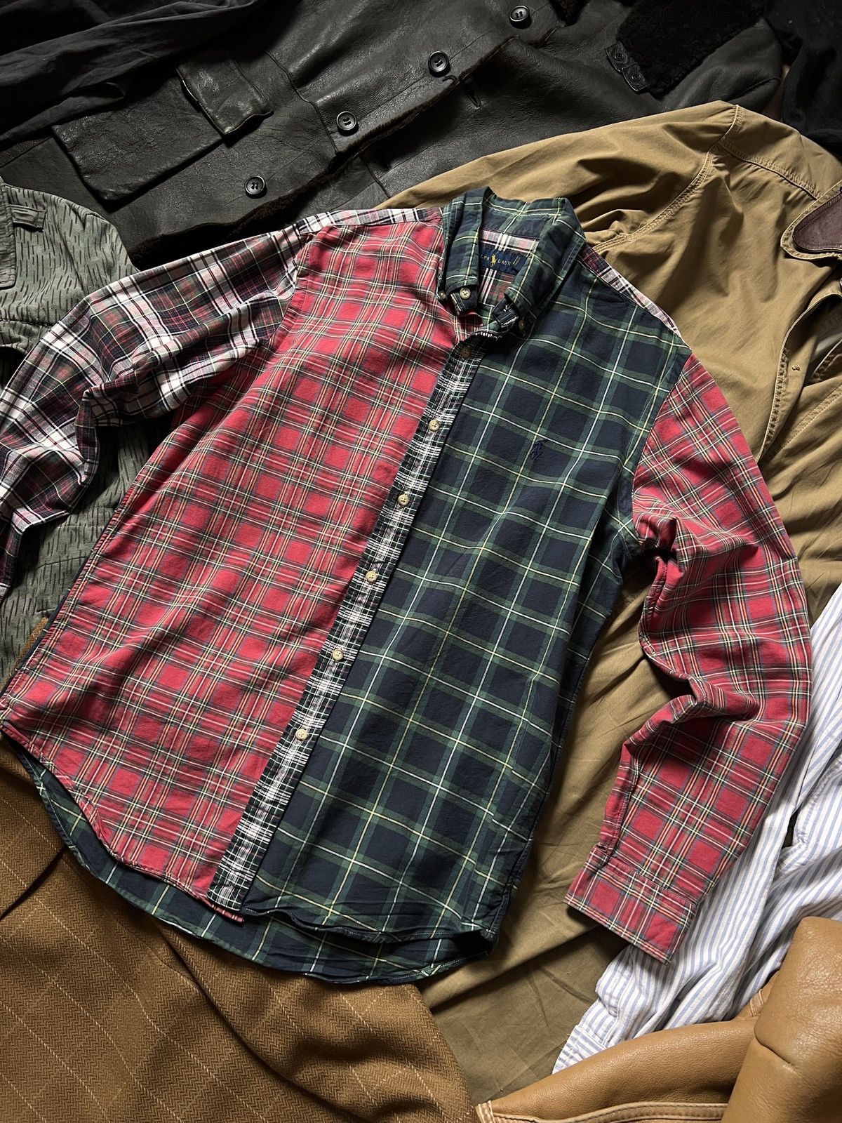 Ralph Lauren Vintage Ralph Lauren Patchwork Cotton Flannel ButtonUp Shirt Size US M / EU 48-50 / 2 - 3 Thumbnail