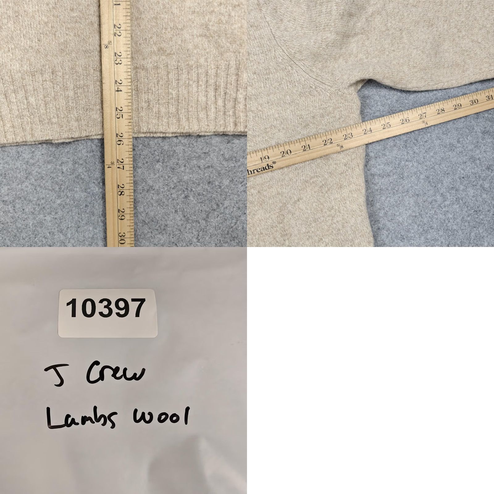 J.Crew J Crew Sweater Mens XL Beige Lambs Wool 1/4 Zip Mock Neck Knit Pullover Size US XL / EU 56 / 4 - 8 Thumbnail