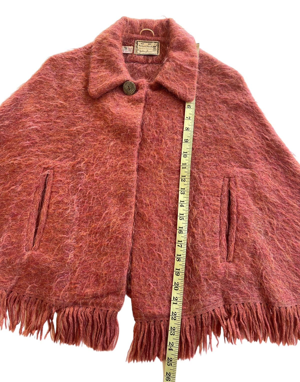Vintage 1960s Andrew Stewart Fuzzy Mohair Poncho Size M / US 6-8 / IT 42-44 - 8 Thumbnail