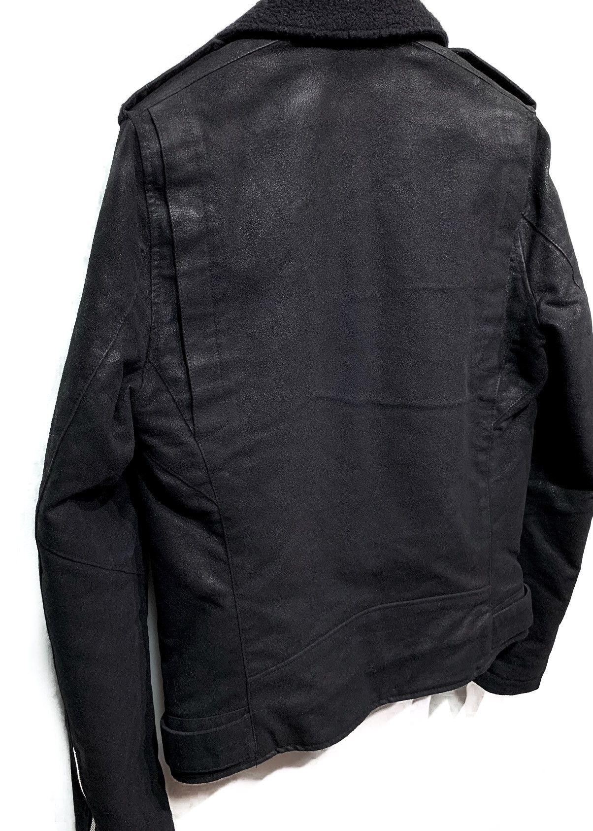Balmain Balmain Black Waxed Cotton and Wool Lined Biker Jacket Size US M / EU 48-50 / 2 - 5 Thumbnail