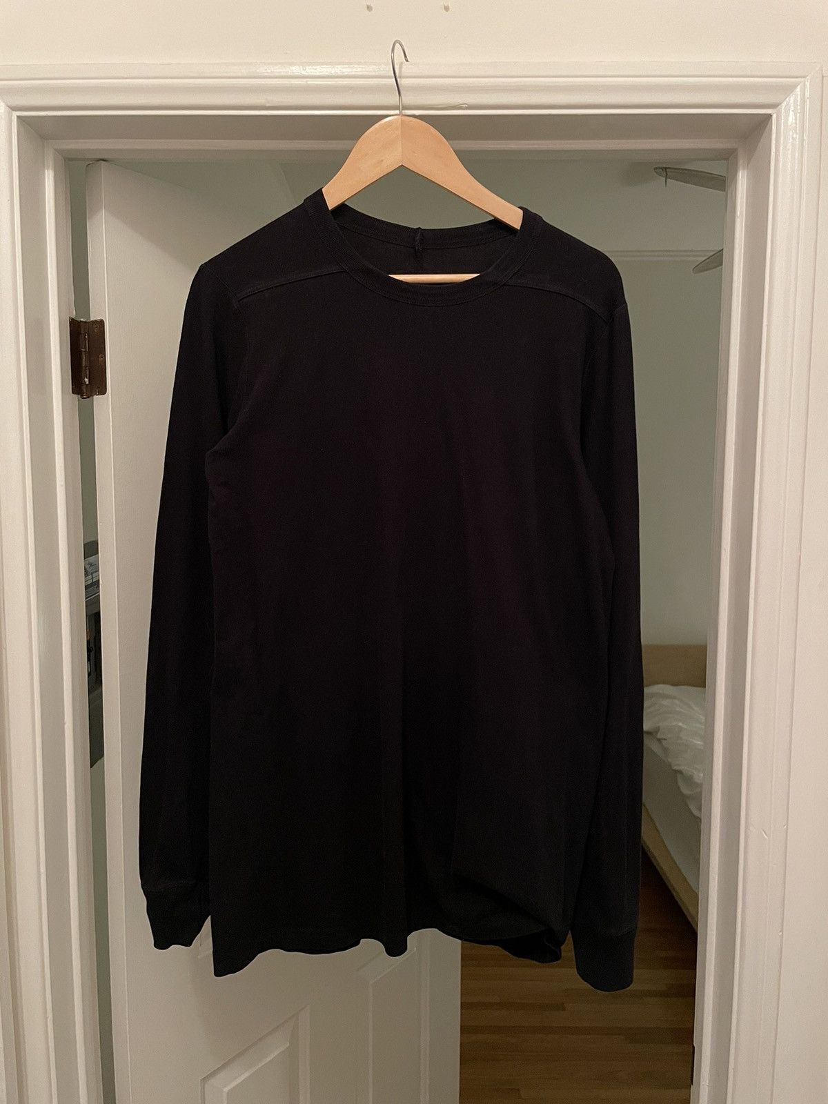 image of Rick Owens Ss2021 Phlegethon Black Level Long Sleeve Shirt, Men's (Size Small)