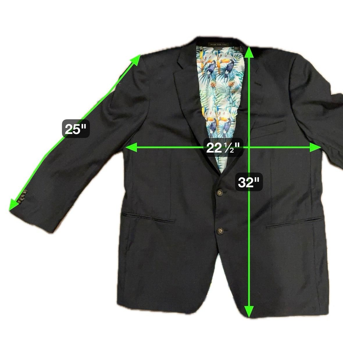 Indochino Indochino Custom Wool Blazer 42R Black Sport Coat Tropical Size 42R - 13 Thumbnail