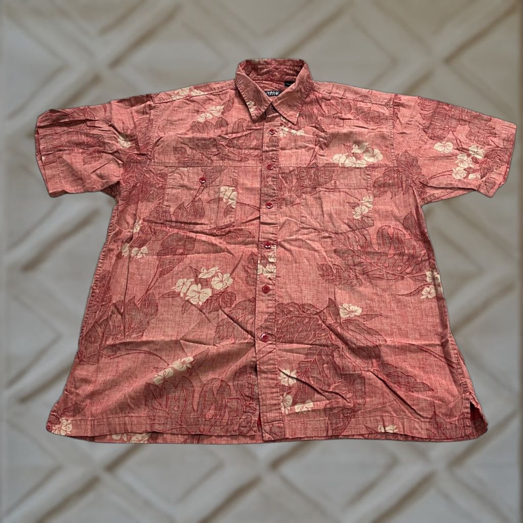 Izod VINTAGE Izod Shirt Mens Large Red Floral Short Sleeve Button-Down Cotton Hawaiian Tropical 50in Chest Mens Size US L / EU 52-54 / 3 - 1 Thumbnail