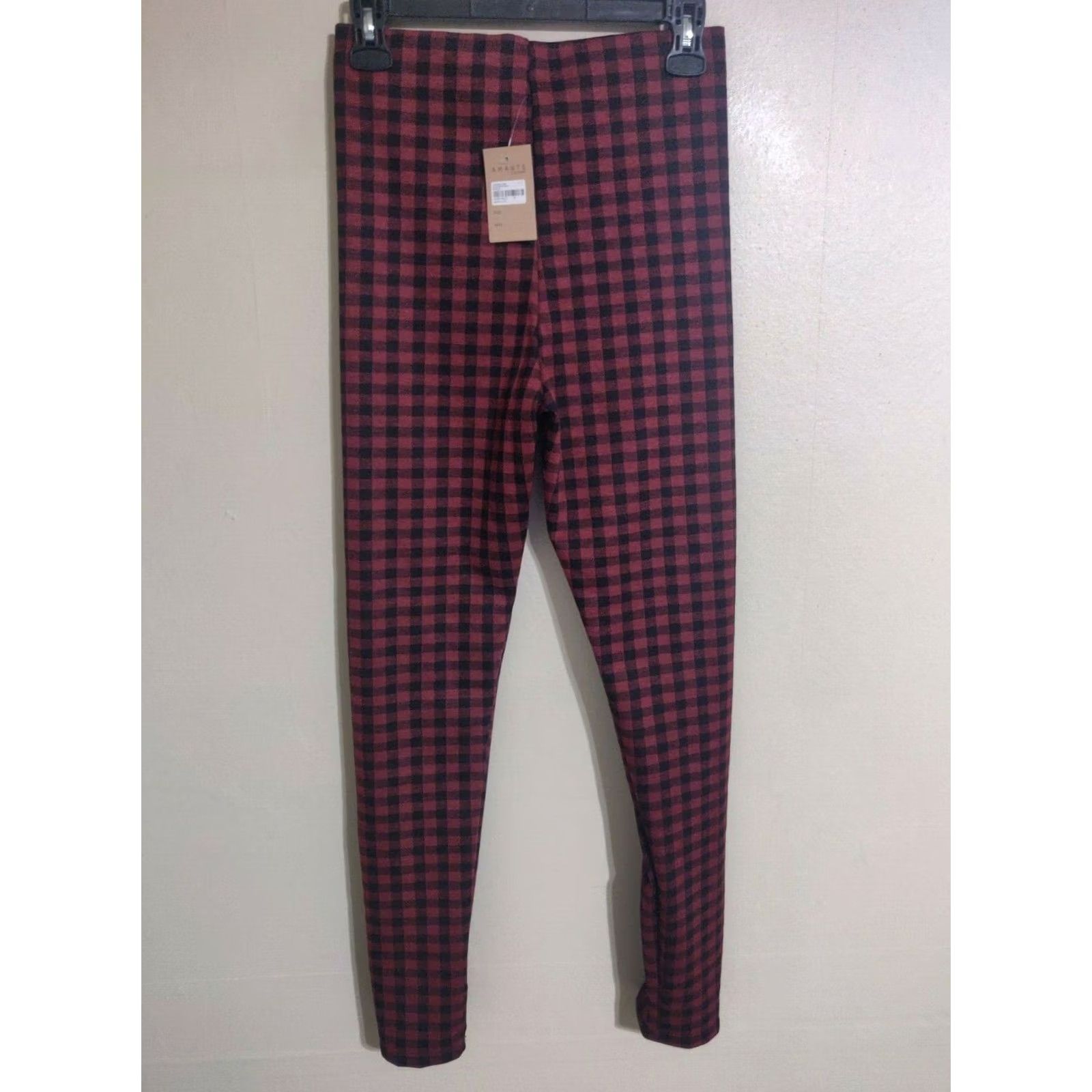 Vintage Amante Clothing Pants Leggings Women S Red Black Plaid Tartan Stretch New Size 28" / US 6 / IT 42 - 3 Thumbnail