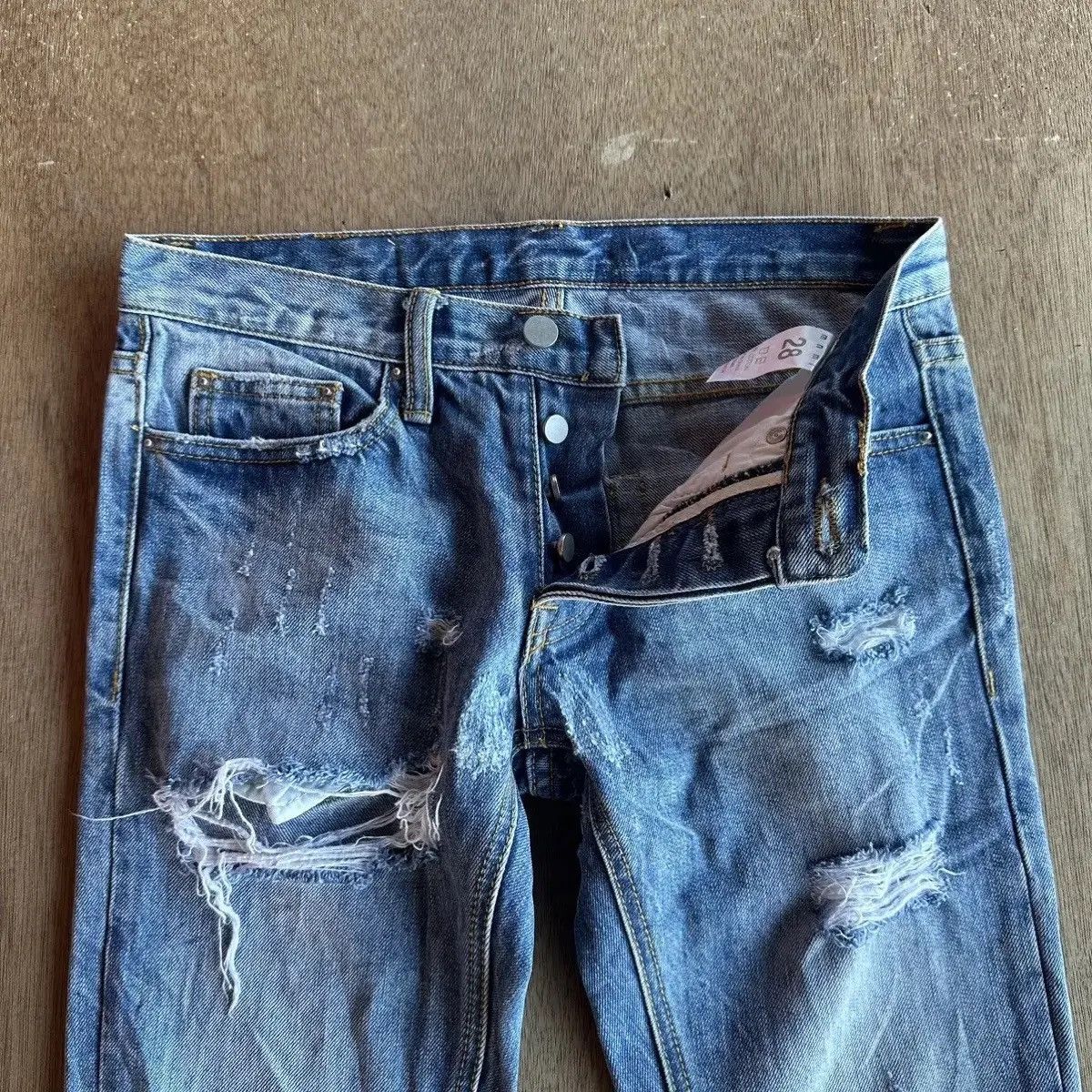 MNML DESTROYED🔥🔥 VINTAGE MNML JEANS ZIPPER LEGS DENIM PANTS Size US 29 - 10 Thumbnail