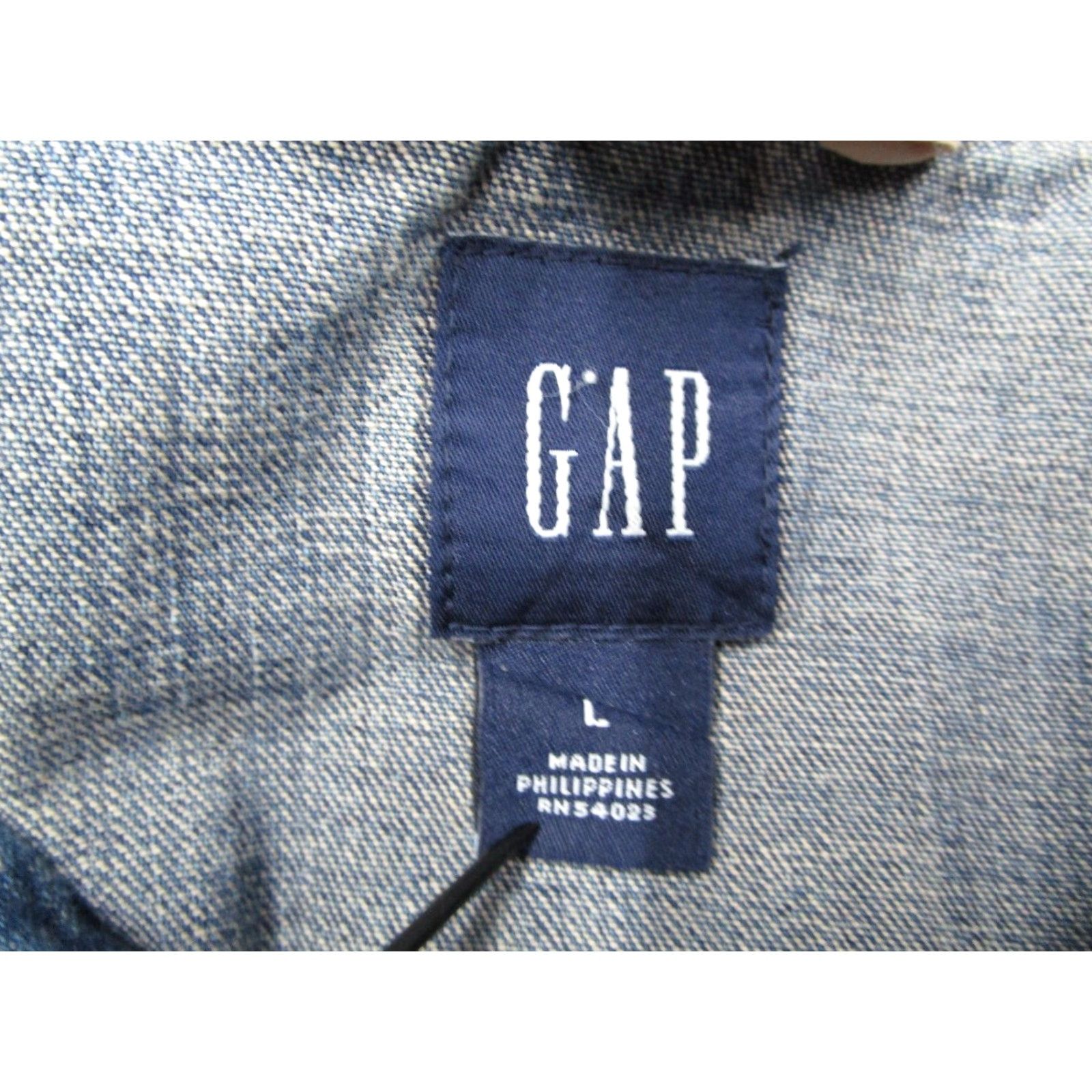 Gap Gap Mens Large Blue Denim Long Sleeve Button Up Shirt Pearl Snaps Workwear Cotton Size US L / EU 52-54 / 3 - 3 Thumbnail