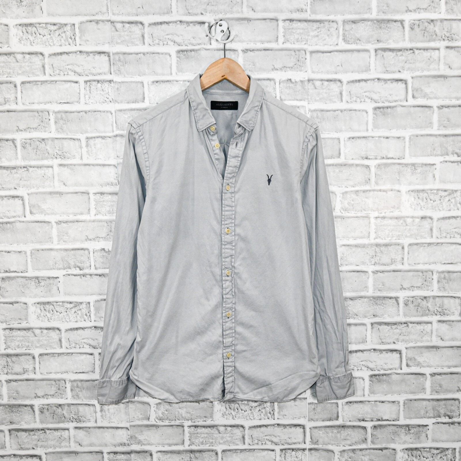 Allsaints ALL SAINTS Button Down Redondo LS Shirt Grey Cotton Rumskull Size US XS / EU 42 / 0 - 1 Thumbnail
