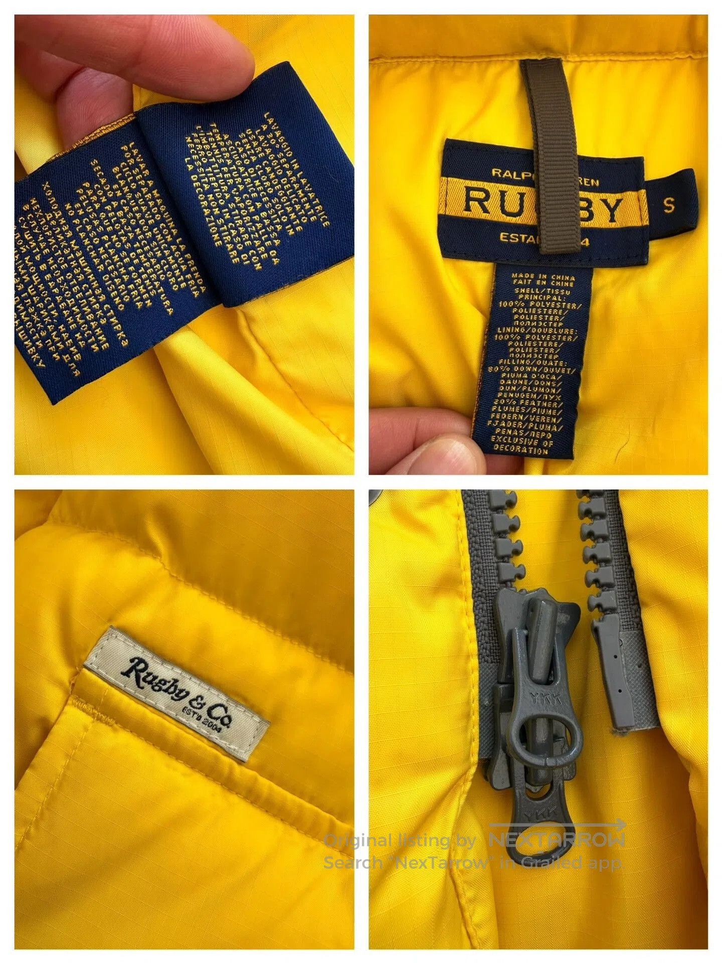 Rugby Ralph Lauren Yellow Hooded Puffer Jacket RL Rugby. Size US S / EU 44-46 / 1 - 9 Thumbnail