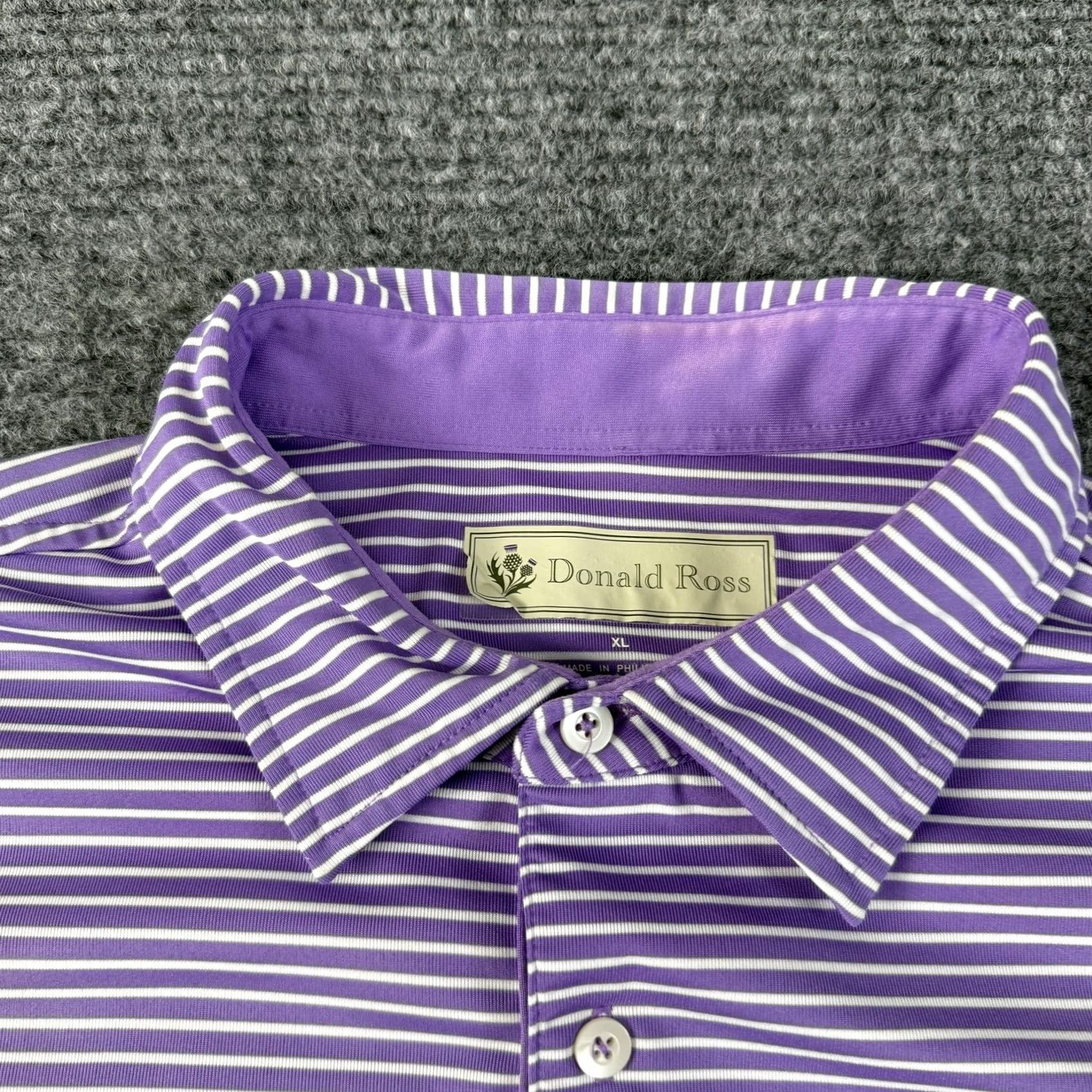 Vintage Donald Ross Polo Shirt Mens XL Purple Stripe Golf Stretch Performance Size US XL / EU 56 / 4 - 4 Thumbnail