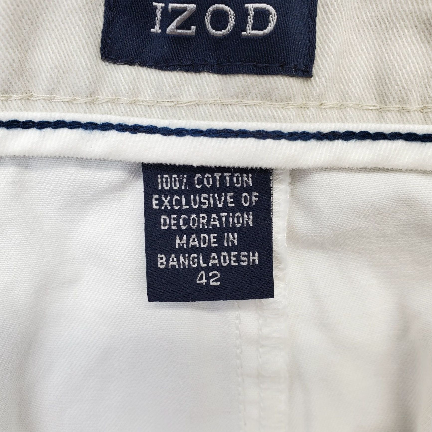 Izod IZOD Mens White Chino Shorts 42 Regular Flat Front Slash Pocket Shorts Mens Size 42 White Flat Front Casual Outdoor 90s? Size US 42 / EU 58 - 6 Thumbnail
