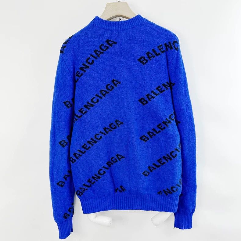 Balenciaga Balenciaga Blue bullet screen sweater with printed letters Size US S / EU 44-46 / 1 - 2 Thumbnail