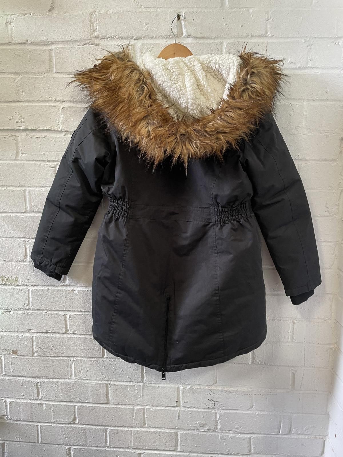 Diesel Diesel Unisex Kids' Black Winter Coat with Faux Fur Hood Size ONE SIZE - 4 Thumbnail