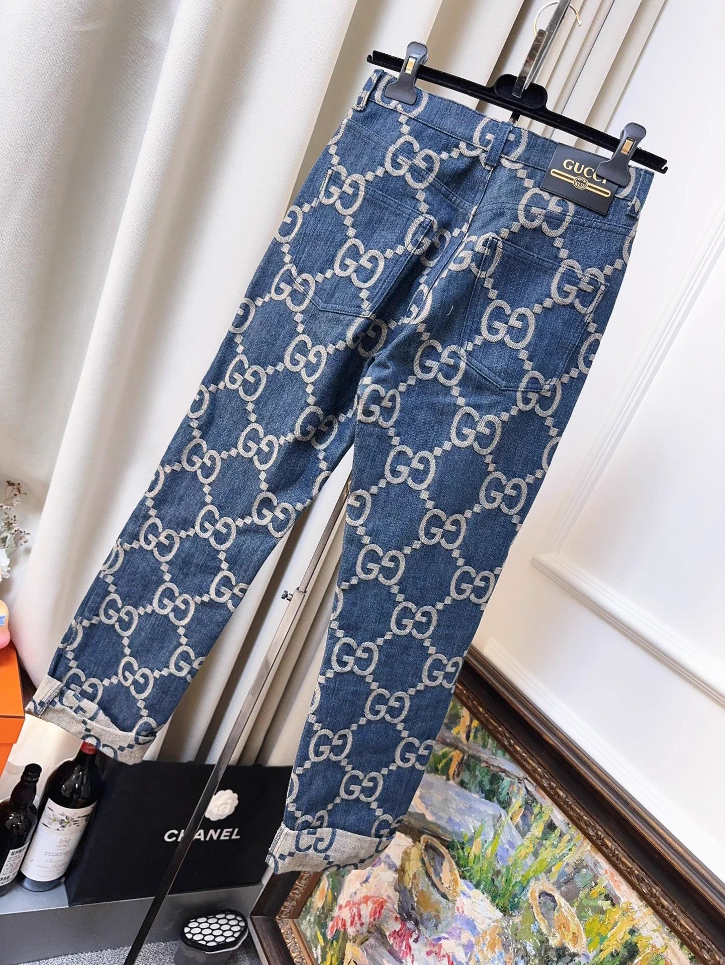 Gucci Gucci GG jacquard blue slim jeans 23 Size 23" - 2 Thumbnail
