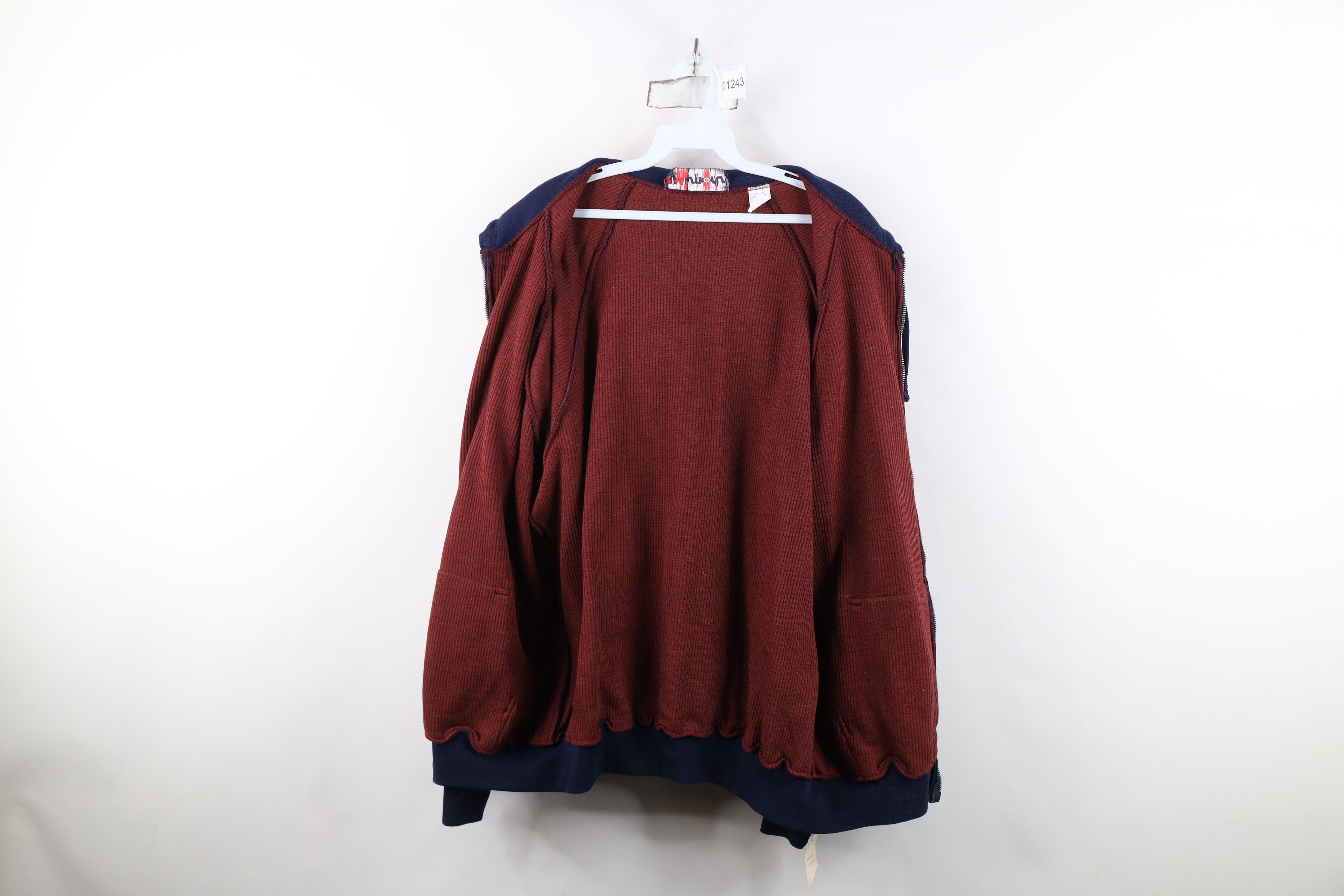 Vintage Deadtock Vintage 80s 90s Thermal Waffle Lined Hoodie Blue Size US XL / EU 56 / 4 - 8 Thumbnail