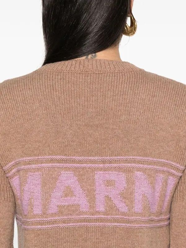 Marni o1w1db11125 Contrasting-Trim Virgin Wool Jumper in Brown Size M / US 6-8 / IT 42-44 - 4 Thumbnail