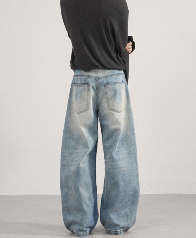 Vintage American street wide-leg patchwork curved men's baggy jeans Size US 32 / EU 48 - 4 Thumbnail