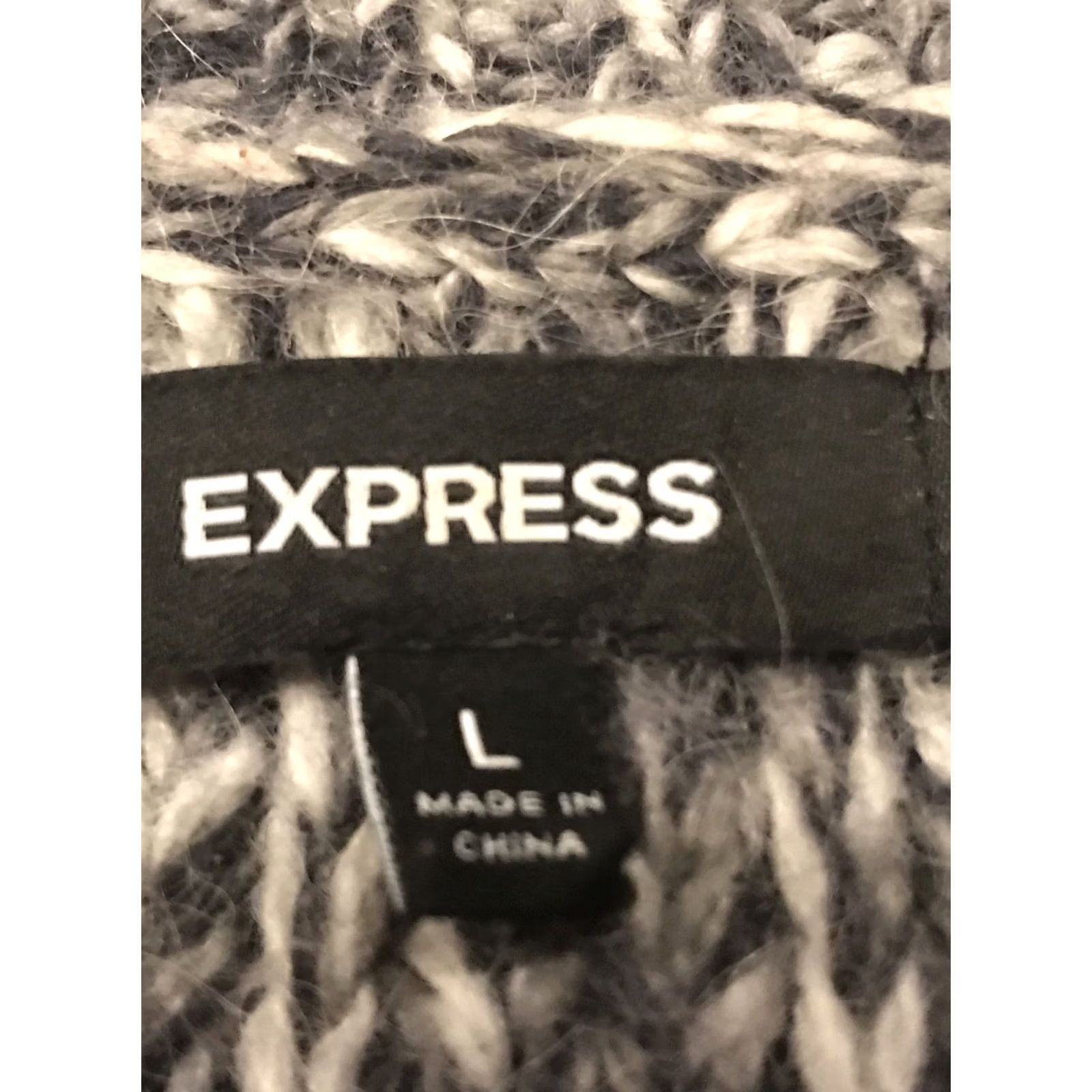 Express Express Cardigan Sweater Womens Crochet Wool Blend Gray B20 L Sleeveless V-Neck Cap Sleeve Pockets Size L / US 10 / IT 46 - 2 Thumbnail