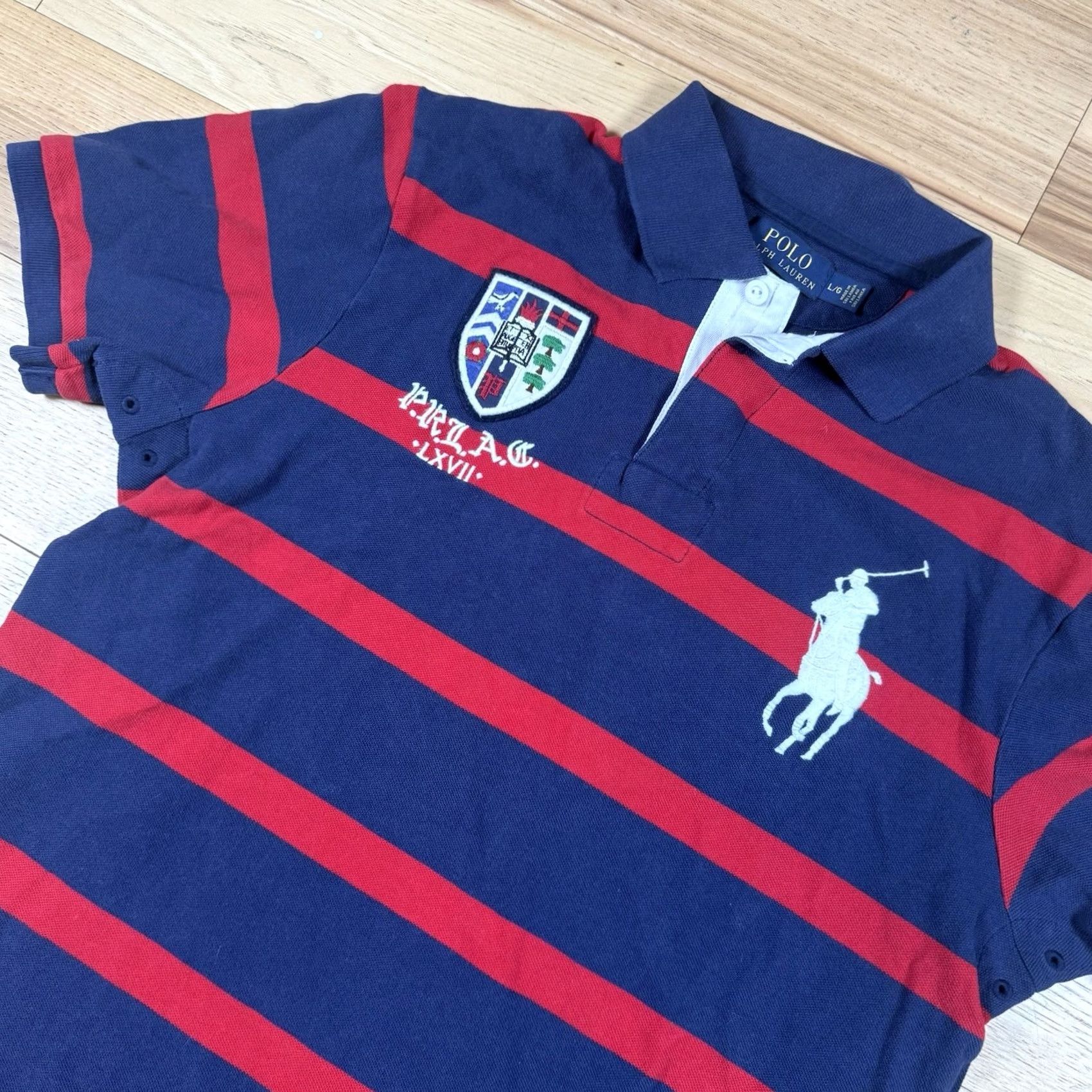 Polo Ralph Lauren Polo Ralph Lauren Shirt Mens XL Blue Rugby Big Pony Flag Crest Striped Embroidered Size US XL / EU 56 / 4 - 2 Thumbnail