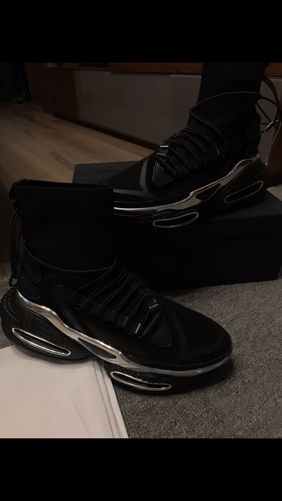 Balmain BALMAIN high-top sneakers 43 black silver thick Size US 10 / EU 43 - 6 Thumbnail