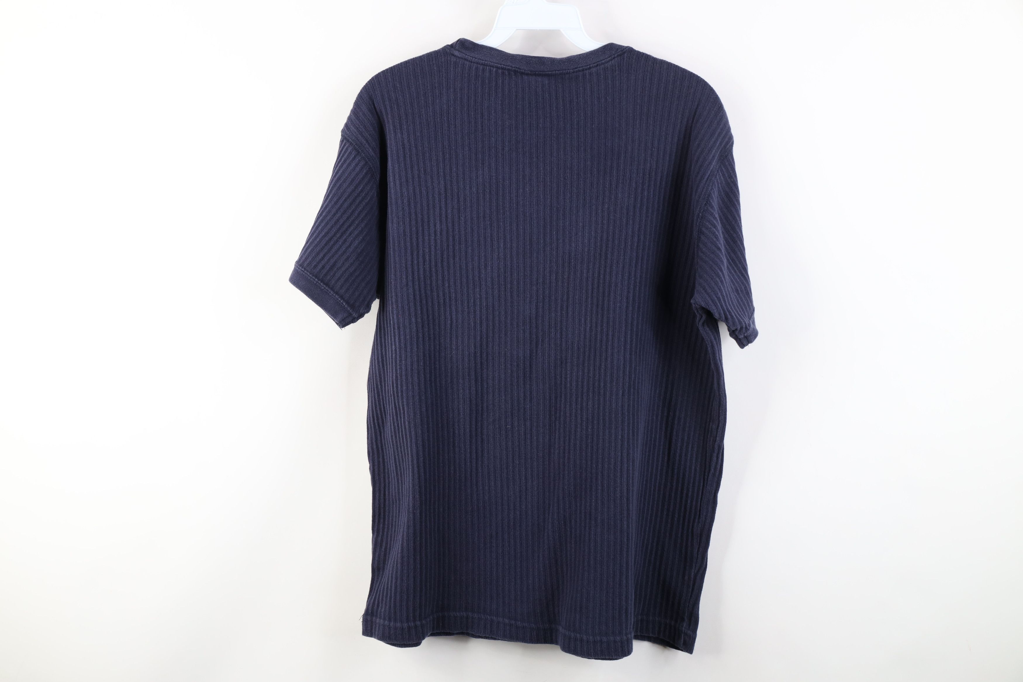 Vintage Vintage 90s Y2K Streetwear Cotton Ribbed Knit T-Shirt Blue Size US L / EU 52-54 / 3 - 10 Thumbnail